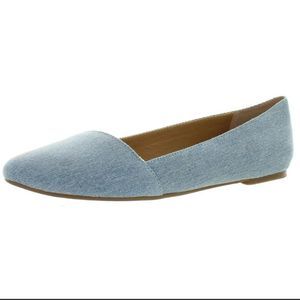 Lucky Brand Women's Archh Slip On Almond Toe Asymmetrical Ballet Flats Denim 8.5